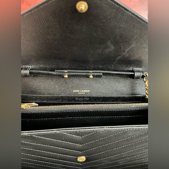 ๐SOLD๐ SAINT LAURENT Large Black WOC Grain de Poudre Wallet on Chain Monogram - Picture 16 of 16